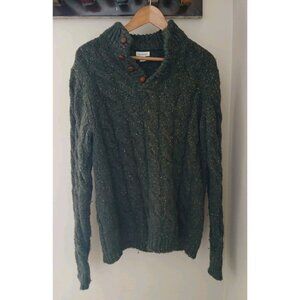 Sundance Cable Knit Sweater Henley Cashmere Wool Silk Chunky